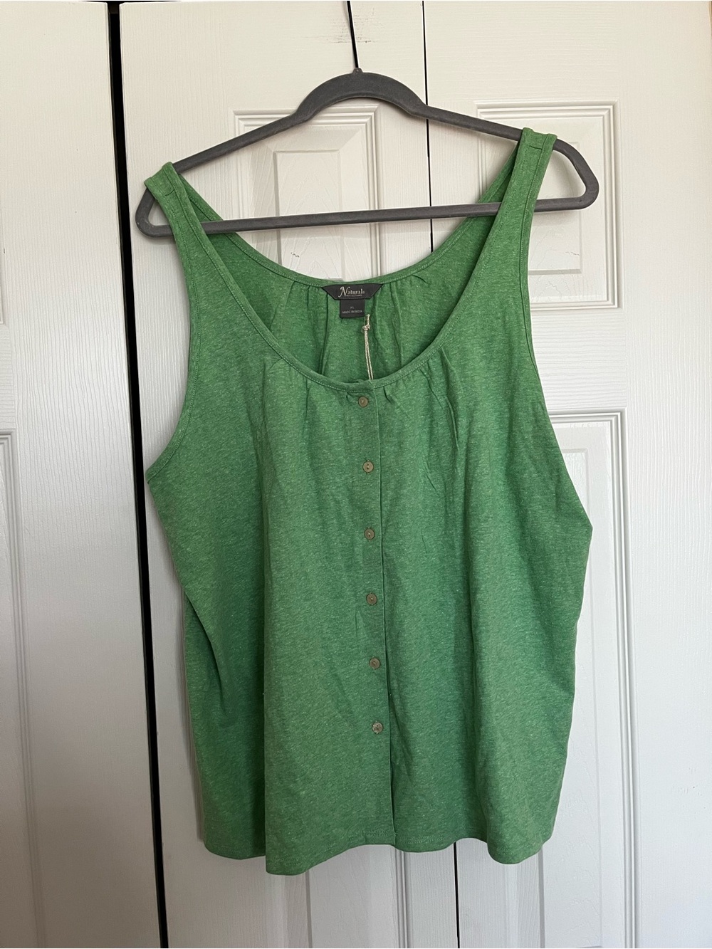 Natural Reflections Green Button-Front Tank